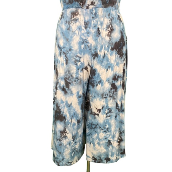 Torrid Blue Tie Dye Off The Shoulder Super Soft Knits Culotte Jumpsuit - Picture 12 of 15